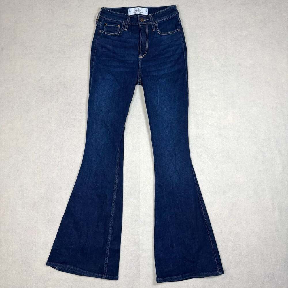 Hollister Jeans Women 24x30 Curvy High Rise Vintage Flare Dark Wash Blue Stretch